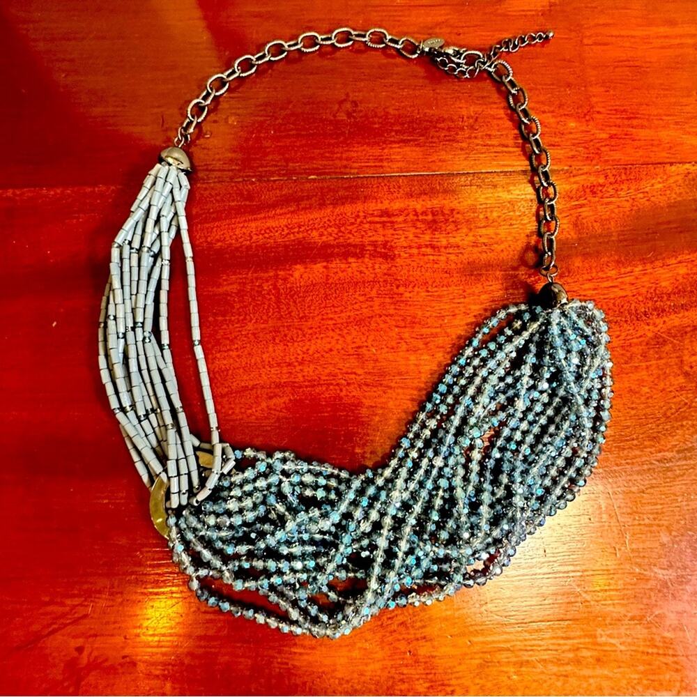 Chico's CLEO Necklace Multi Strand Beaded Statement Summer Sparkly Jewelry